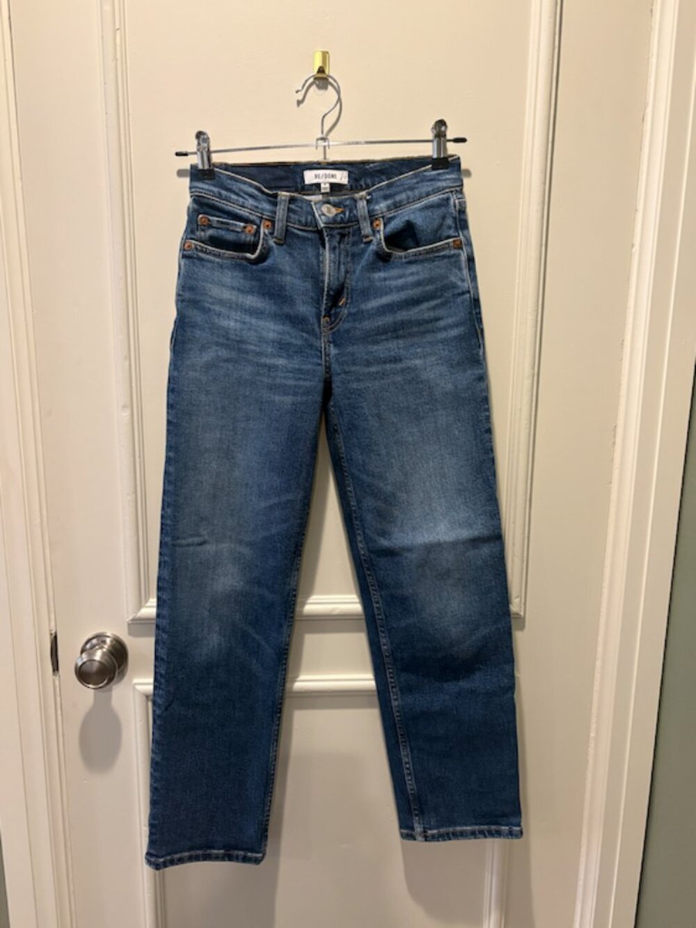 RE/DONE Jeans Size 24 Medium Wash High Rise Straight Leg NWOT